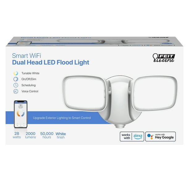 Feit Electric 2 Light Head White Tunable Smart Security LED Flood Light