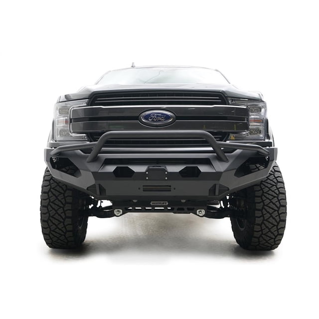 Fits 2018-2020 Ford F-150 Fab Fours Bumper FF18-X4552-1 Matrix Series; One Piece Design; Direct Fit; Mounting Hardware Included; With Pre-Runner Guard; With Integrated D-Ring Mounts