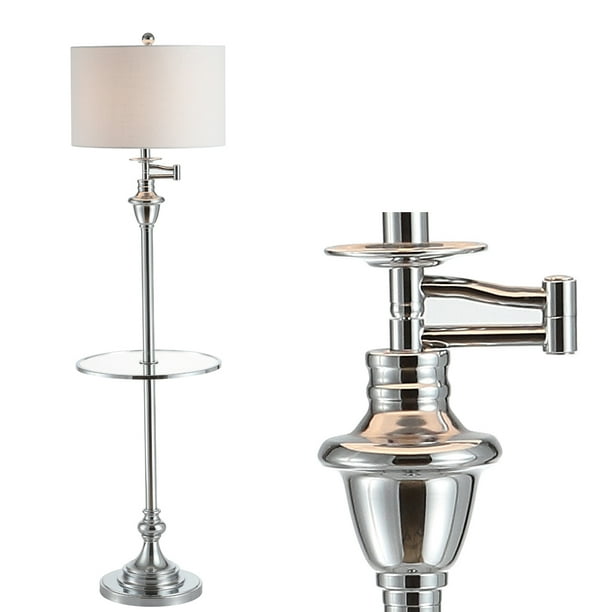 Cora 60 Metal Glass Led Side Table And Floor Lamp Chrome By Jonathan Y Com Cora 60 Metal Glass Led Side Table And, Cora Floor Lamp