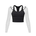 thumbnail image 4 of Tiweut Women's 2 in 1 Yoga Long Sleeve Mesh Gym Athletic Tops Workout Shirts with Medium Support Sports Bra,Black, 4 of 4