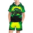 thumbnail image 5 of Vornjynx Boys Graphic Outfits 2 Piece Hooded T-Shirt and Shorts Cartoon Print Casual Summer Trendy Sets Mint Green Size 5t, 5 of 7
