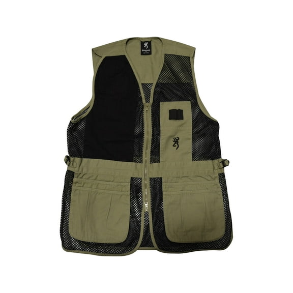 Browning Men's Trapper Creek Mesh Shooting Vest Right Hand Polyester/Cotton Sage/Black 2XL