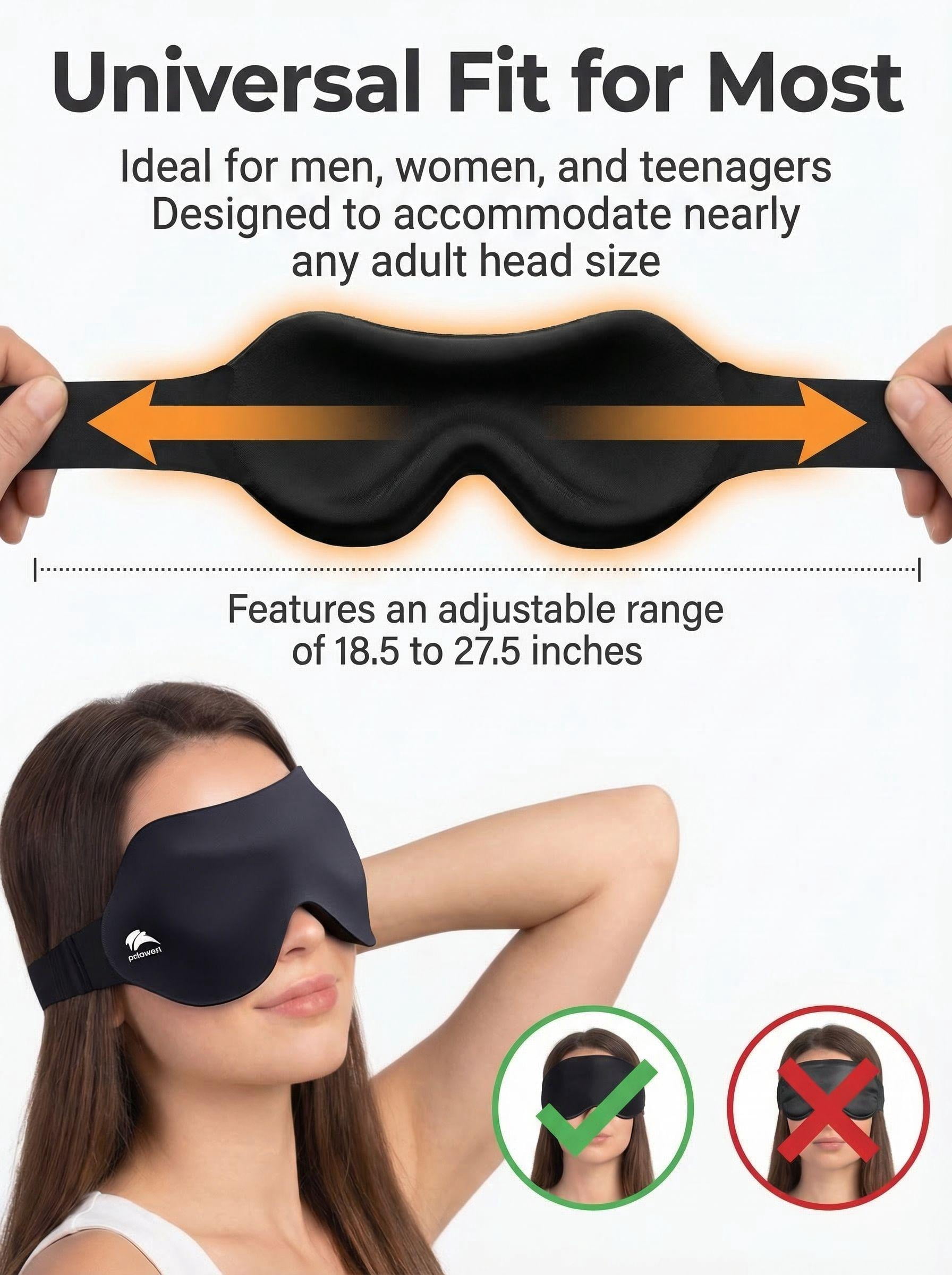 Weighted Sleep Mask, Soft Blackout Eye Cover for Sleeping, 3D Contoured Eye Cups, Zero Pressure Comfort, Full Coverage Strap for Long Flights, Hotel Sleep, Night Shift Recovery, for Women and Men