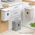 thumbnail image 3 of Cubo de basura grande creativo montado en la pared para cocina con tapa Cubo de basura doméstico con tapa deslizante Cubo de basura para baño para inodoro Tipo colgante, 3 of 5