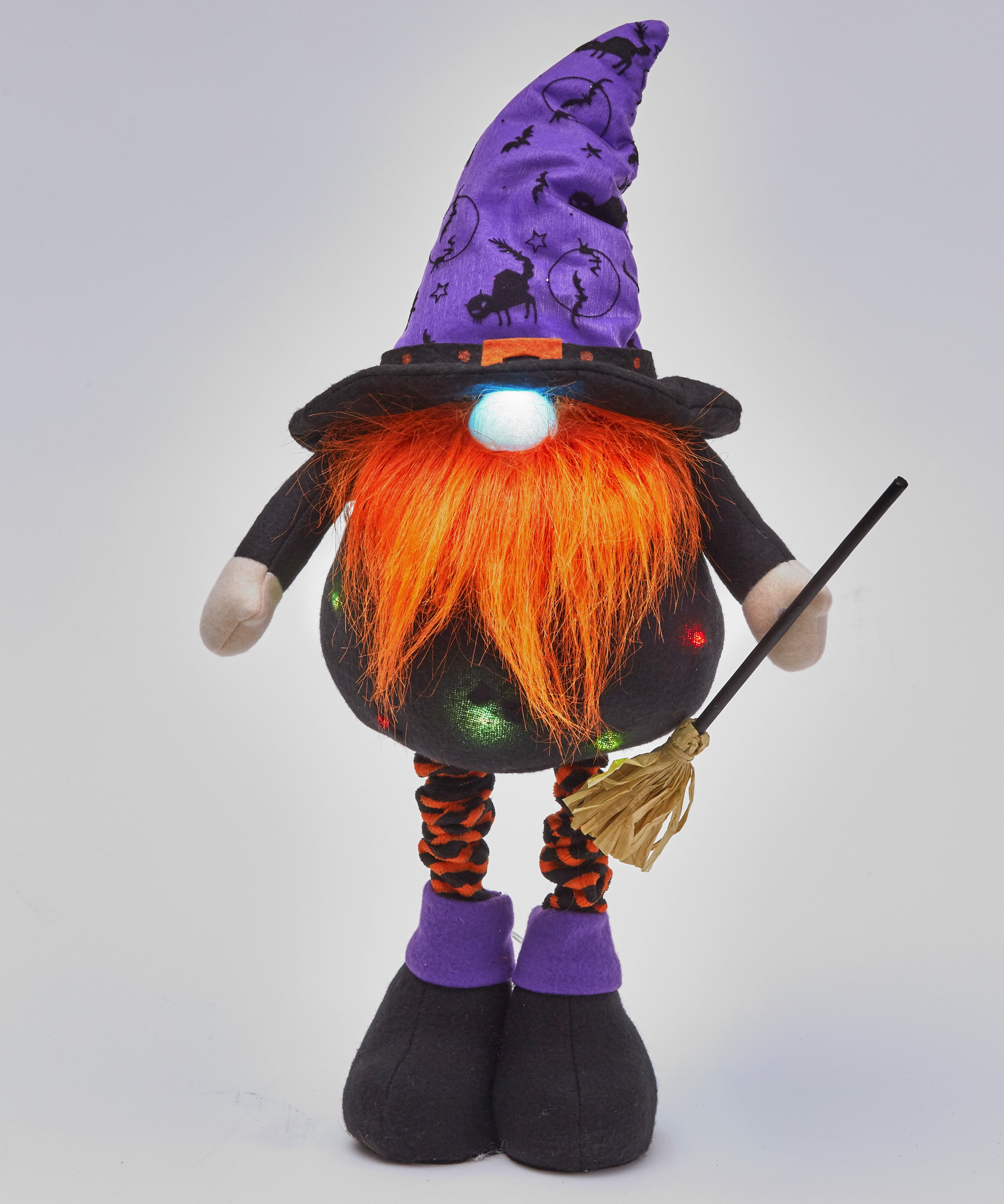 Lighted HALLOWEEN Witch GNOME STANDING or SITTING Figurine Table Mantle Decor 
