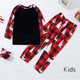 thumbnail image 1 of Conjunto navideño de moda para padres e hijos, pijama con estampado a cuadros para el hogar, cuello redondo, manga larga, conjunto de dos piezas para niños, blusa y pantalones de poliéster para niños, 1 of 4