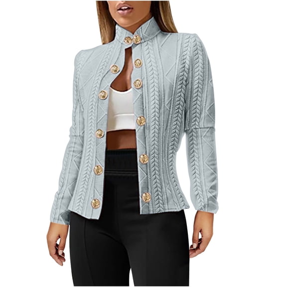 XPMWRP Women's Long Sleeve Button Coat Soft Breathable Fabric Casual Top Perfect for Spring Summer Daily Wear Stylish Jacket Ideal for Holiday Parties Gray L