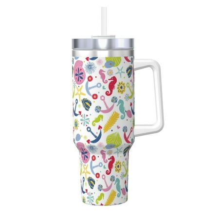 

Tideii Undersea Seahorse for 40OZ Ice Cup Stainless Steel Heat-insulating and Cold-insulating Water Cup with Handle Suitable for Indoor and Outdoor Activities