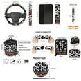 thumbnail image 7 of Yuyamidu Cow Print Car Seat Cover Full Set Western Aztec Steering Wheel Cover Auto Seatbelt Pads Coaster Trash Can Air Vent Holder Rear View Mirror Cover Car Coasters Keychain 15 Packs, 7 of 7