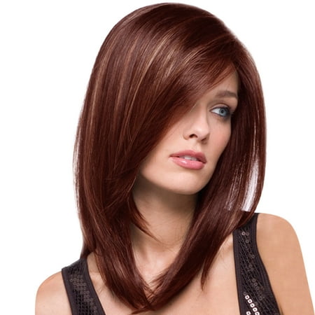 Fashion Synthetic Medium Long Hair Brown Hair Hair Wig Natural Hair Wigs 230106