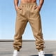 thumbnail image 5 of Ceisia Men Solid Color Loose Casual Pants Elastic Waist Drawstring Sports Gift Work Trousers, 5 of 9