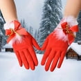 thumbnail image 2 of Women's Christmas Gloves with Bow Velvet Holiday Gloves for Christmas Parties Red Free Size, 2 of 6