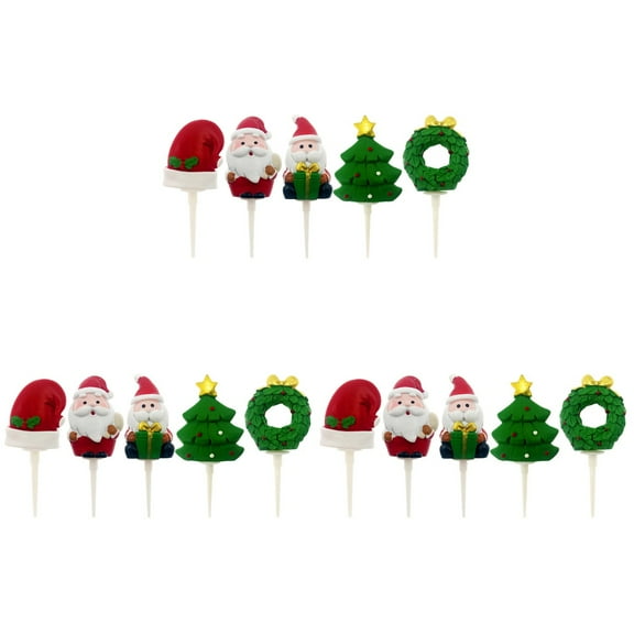 EXHUMKY 15-Piece Christmas Resin Cake Toppers Set, Assorted Holiday Styles for Decorating Cakes and Party Celebrations