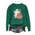 thumbnail image 6 of Women Halloween Rhinestone Graphic Crew Neck Sweatshirt, Long Sleeve Fall Casual Pullover Top for Holiday Daily Wear(Dark Green1,XXL), 6 of 6
