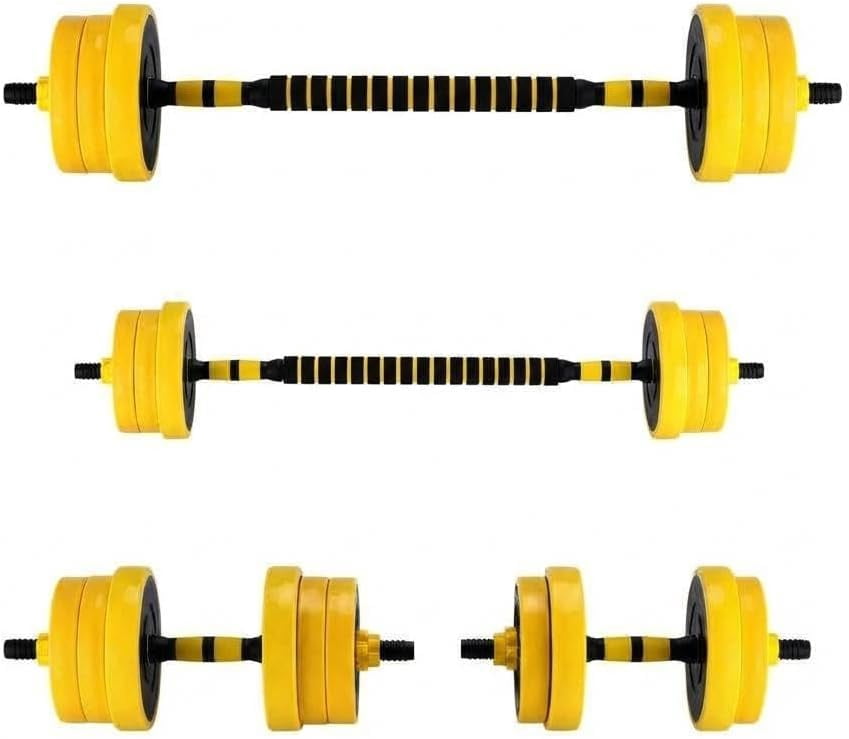 Historyli 2-in-1 Adjustable Dumbbell Set, 33 LBS Multifunctional Free Weight Set, Used as Dumbbell & Barbell, Yellow