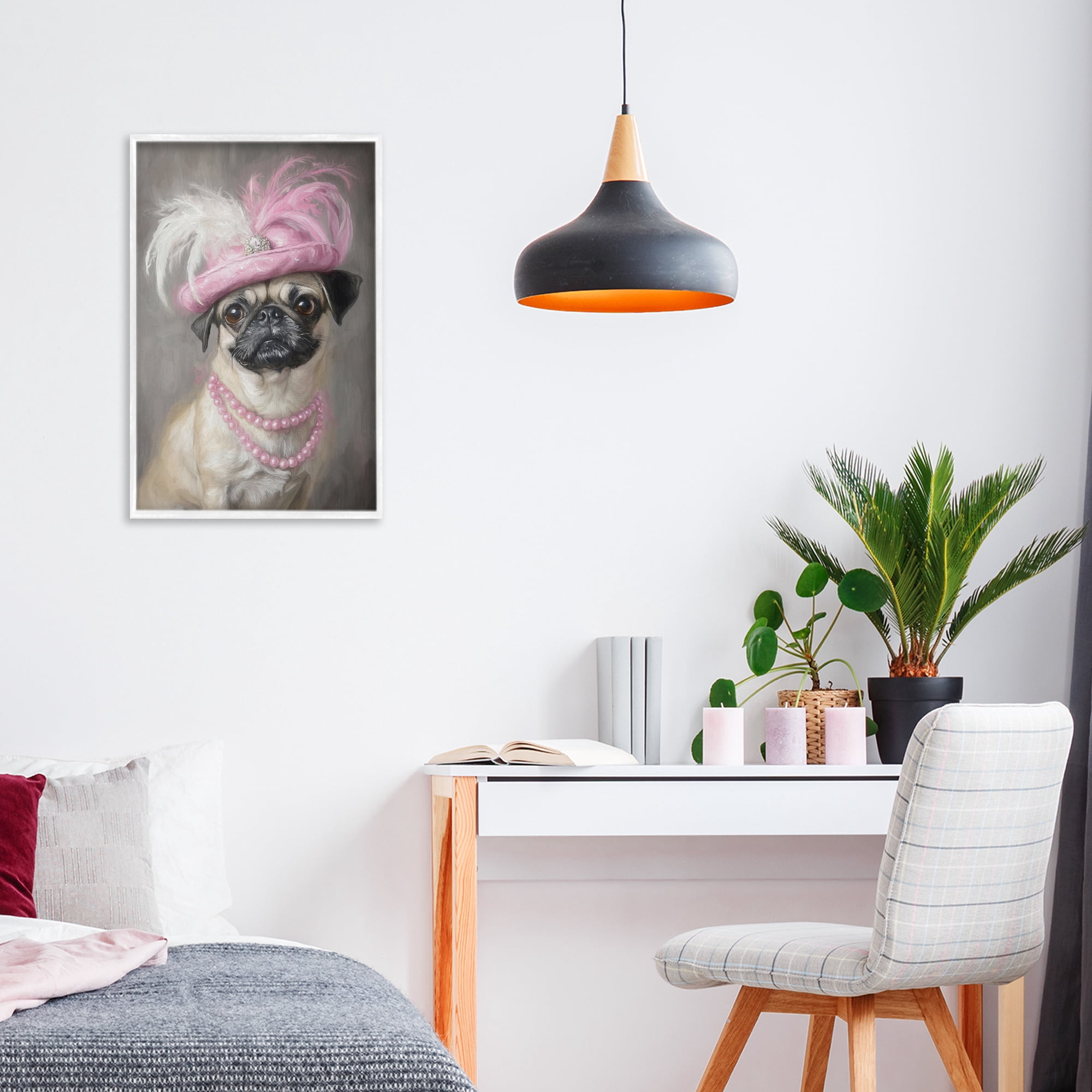 Stupell Industries Lady Pug Portrait White Framed Giclee Art, design by Tina LeCour