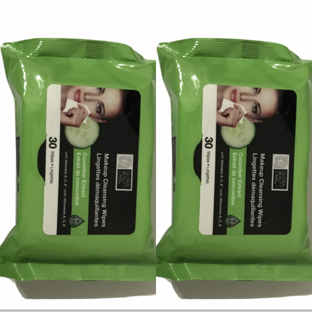 2 Packs Makeup Face Cleansing Cloths Cucumber Extract With Vitamin A, C