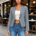 thumbnail image 6 of Long Sleeve Jacket Suit Blazer Womens Suit Women's Short Blazer Long Sleeved Lapel Business Casual Blazer Gray L, 6 of 9