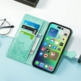 thumbnail image 6 of SaniMore for iPhone 15 Plus 6.7" 2023 Wallet Case with Embossed Mandala PU Leather Flip Protection Wrist Strap Credit Card Holder Pocket Kickstand Shockproof Case for iPhone 15 Plus, Green, 6 of 9
