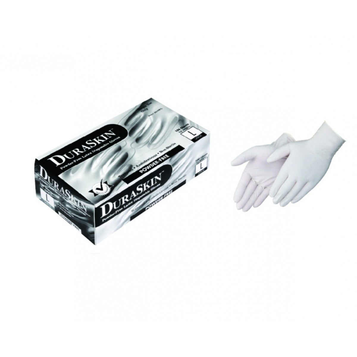 DuraSkin White Latex Gloves, Food Service/General Purpose, Powder-Free, 3.5 mil, SM, 1000/case