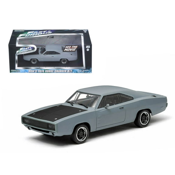 Dom's 1970 Dodge Charger R/T Primered Grey Fast and Furious" Movie (2009) 1/43 Diecast Car Model by Greenlight"