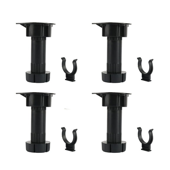 Kitchen Bedroom Plastic Adjustable Cabinet Legs Foot Black 4pcs