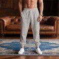 thumbnail image 2 of GrmtClth Men's Linen Pants Casual Loose Fit Beach Drawstring Pants Elastic Waist Beach Lightweight Yoga Jogger Trousers with Pockets Light Gray S, 2 of 5
