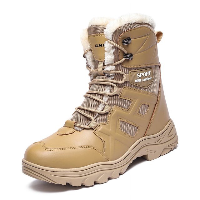 Botas de algodón de talla grande para invierno, zapatos cálidos de algodón grueso, botas de nieve altas de lana del norte para hombre