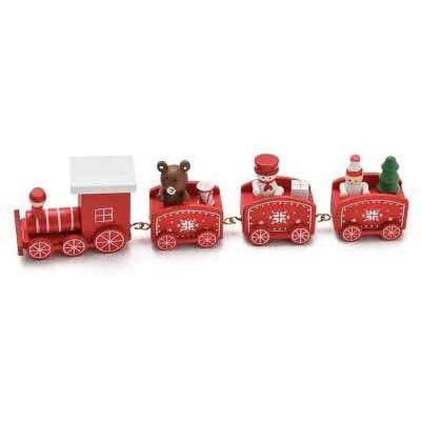 Tren navideño de madera thematys en 3 diseños diferentes: la decoración navideña perfecta para un ambiente navideño acogedor (verde)