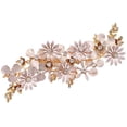 thumbnail image 4 of MIALLO Gold Wedding Hair Barrette for Bride, Vintage Floral Rhinestone Hair Clip, Bridal Headpiece for Half-up Hairstyle, 4 of 7