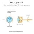 thumbnail image 4 of Rosec Jewels Aquamarine Solitaire Stud Earrings with Screw Back - 1.6 Carat - AAA Quality - March Birthstone - Ready to Gift for Birthday, 14K Yellow Gold, 4 of 6