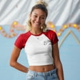 thumbnail image 4 of Dalix Heartly Ghost Short Sleeve Raglan Micro Rib Babe Tee Soft Cute Womens in Red XS X-Small, 4 of 5