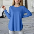 thumbnail image 2 of Kids T Shirts Girls Size 10 Clothes Girls Long Sleeve Shirts Kids Casual Crewneck Soft Side Slit Tunic Tops Blouse Blue 5-6 Years, 2 of 5