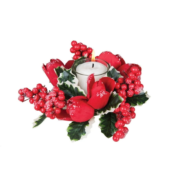 Holiday Floral Candle Wreath 3"