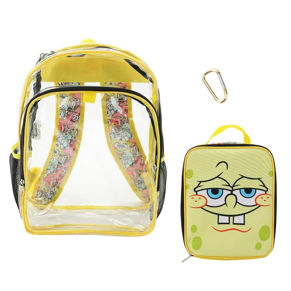 Mochila Bioworld de Bob Esponja Transparente 16" con Kit de Almuerzo
