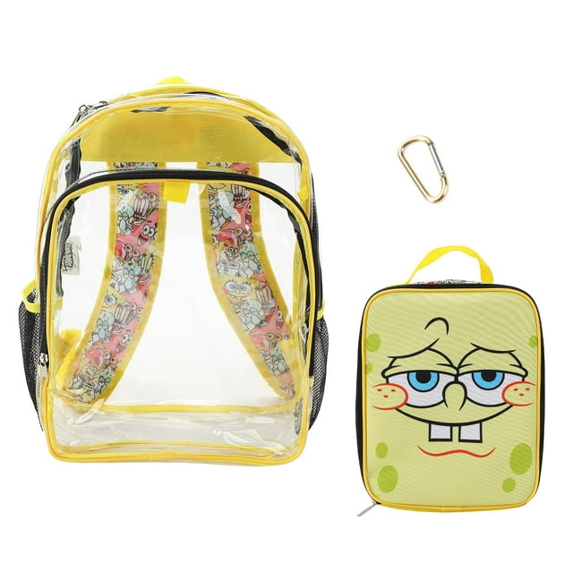 Mochila Bioworld de Bob Esponja Transparente 16" con Kit de Almuerzo