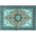 thumbnail image 1 of Ahgly Company Indoor Rectangle Medallion Light Blue Traditional Area Rugs, 8' x 10', 1 of 4