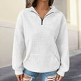thumbnail image 5 of Women's Waffle Knit Lapel Collar Half Zip Pocket Sweatshirt, Solid Color Long Sleeve Pullover Top with Soft Comfort Fabric for Casual Daily Wear, Street Fashion and Versatile Outfits White L, 5 of 7