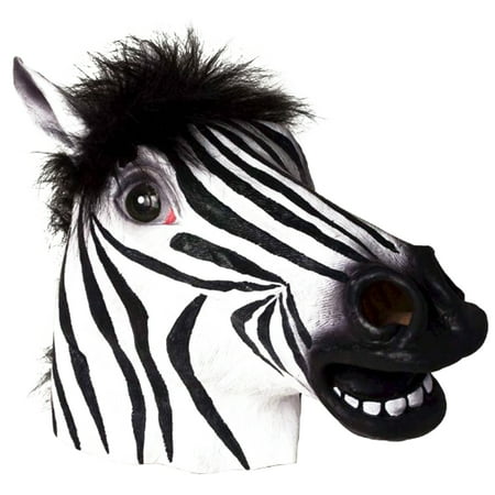 Adult Deluxe Latex Animal Costume Mask - Zebra