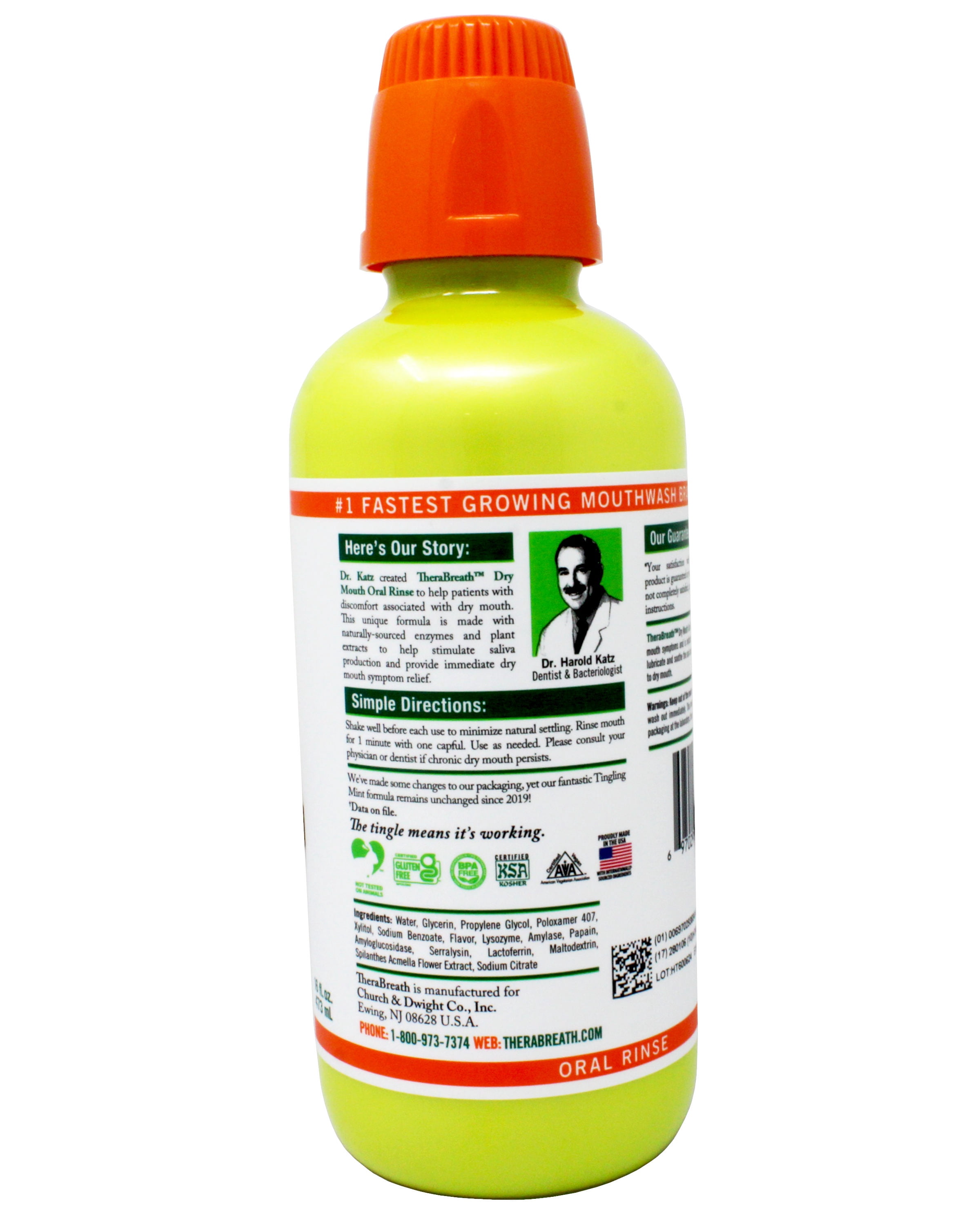 TheraBreath Dry Mouth Oral Rinse, Tingling Mint, 16 FL OZ - 5 Pack