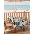 thumbnail image 2 of Outdoor Tablecloth with Umbrella Hole for Patio/Picnic/Party/Camping, Teal Brown Spring Floral Waterproof Table Cloth Rectangle Table Cover Washable, Vintage Botanical Summer (60"x 102"), 2 of 9