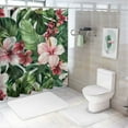 thumbnail image 7 of Orinice Tropical Flower Shower Curtain Hawaii Green Palm Leaf Banana Leaves Red Flowers Hibiscus Orchid Floral Plants Watercolor Art Modern Creative Unique Fabric Bathroom Decor Set with Hooks 69x72, 7 of 7