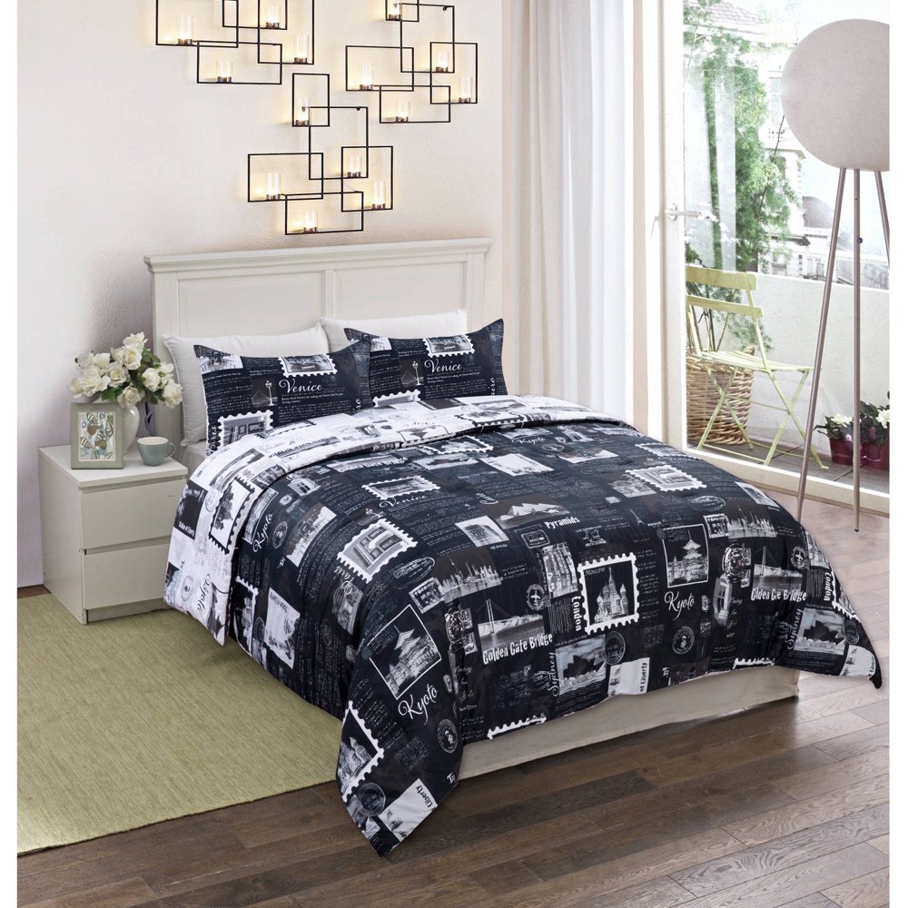 World Traveler Reversible Cotton Bedding Comforter Mini Set