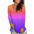thumbnail image 7 of Fshinging Women's Tops Gradient Casual Long Sleeve V Neck Lady Office Commute Tunic Blouse, 7 of 7