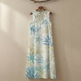 thumbnail image 5 of Xoenoiee Starfish Coral Print Women's Linen-Like Maxi Dress 2026 Summer Beach Vacation Boho Dress Loose Scoop Neck Long Sundresses Loose Sleeveless Tank Dress with Pockets, Size M, 5 of 7