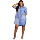 thumbnail image 4 of Vestido camisero de manga larga de otoño para mujer, vestido tipo blusa con botones y cuello vuelto, ropa de calle, vestidos casuales holgados de gran tamaño con bolsillos, 4 of 5