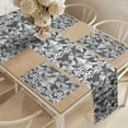 thumbnail image 2 of Ambesonne Flora Table Runner & Placemats, Greyscale Bloom Motifs, Placemat 4 pcs + Runner 14"x90", Charcoal Grey Pale Grey, 2 of 2