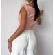 thumbnail image 4 of Top Corto de Verano con Hombros Descubiertos para Mujer, , Sin Mangas, con un Solo Hombro Fruncido, Estilo Y2K, para Salir Rosa M, 4 of 7