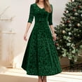 thumbnail image 2 of Robes de Noël pour Femmes, Robe Midi Élégante en Velours pour Fêtes des Fêtes et Occasions Festives, Robe de Fête à Manches Longues Ajustée, Robe de Noël, G, 2 of 5