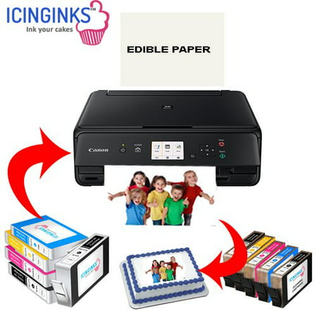 Icinginks Latest Edible Printer Deluxe Package - Comes With Edible Printer, Edible Ink Cartridges, Edible Cleaning Cartridges, Edible Paper- Best Cake Printer Edible Image Printer Canon Edible (Best Full Bleed Printer)